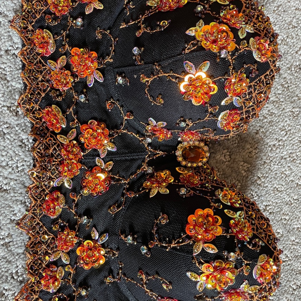 Marciano Embellished Black Floral Bustier